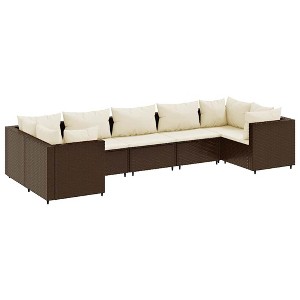 vidaXL Patio Lounge Set Brown Poly Rattan, Powder-Coated Steel 7 Piece Set - 1 of 4