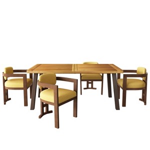 Christopher Knight Home Aria 5 Pieces Modern Wood and Metal Upholstered Dining Set - 1 of 4