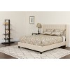 Emma and Oliver Queen Accent Extended Panel Platform Bed/Memory Foam Mattress-Beige Fabric - 2 of 4