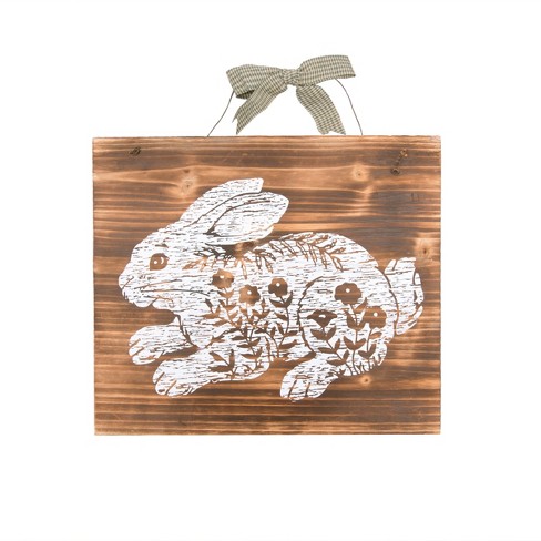 Gallerie Ii Etched Farmhouse Bunny Rabbit Wood Easter Wall Art Decor ...