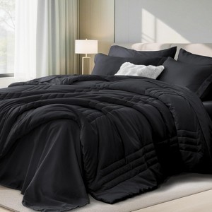 7-Piece Queen Bed-in-a-Bag - All-Season Premium Black Comforter Set with Sheets & Pillow Shams, Ultra Soft - 1 of 4