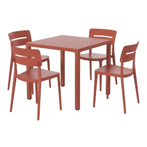 WestinTrends Playa 5-Piece Outdoor Metal Frame Dining Table Patio Set with Stackable Patio Dining Chairs - 1 of 4