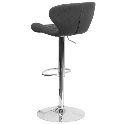 Contemporary Charcoal Swivel Barstool with Adjustable Wood & Metal Base