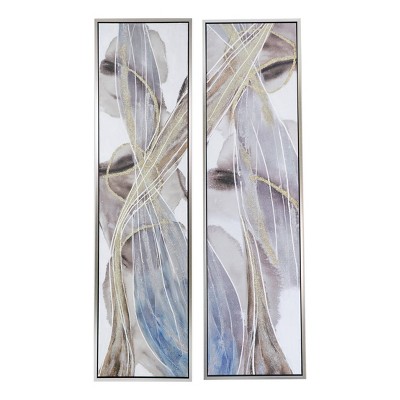 20"x71" Set of 2 Context Framed Oil Painting Wall Arts Purple/Gold/Blue - A&B Home: Vertical Mixed Media