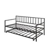 Whisen Twin Size Daybed, Metal Lounge Daybed with Trundle - Black - 3 of 4