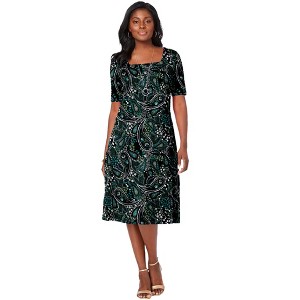 Jessica London Women's Plus Size Stretch Cotton Square Neck Midi Dress - 1 of 4