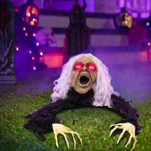 Joyfy Halloween Groundbreaker Zombie Decoration, Animated Zombie Props with Lighted Eyes and Sound, Outdoor Lawn Yard Graveyard Decor - 1 of 4