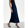 Women's Satin Maxi Skirt - High Waist A-Line Long Skirt for Elegant Office Wear Deep Blue - 2 of 4