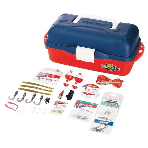 Fishing Single Tray Tackle Box- 55 Piece Tackle Gear Kit Includes Sinkers  (Red)