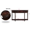 Hostack 52'' Retro Curved Wood Console Table with Open Shelf and 2 Drawers for Living Room and Hallway, Espresso - 2 of 4