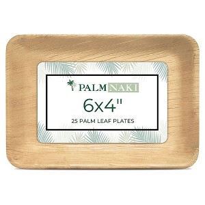 Palm Naki Rectangle Palm Leaf Disposable Plates , Compostable, Biodegradable - 1 of 4