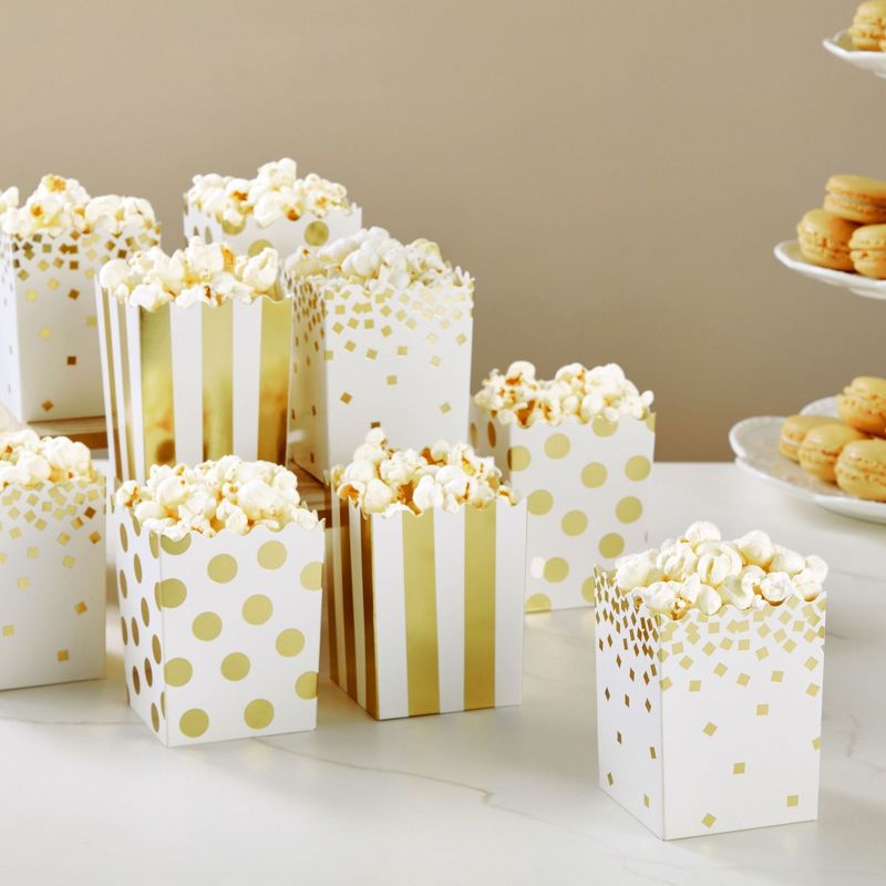 Blue Panda 60 Pack Mini Popcorn Boxes for Party, Gold Popcorn Containers for Movie Night Decorations, 3 x 4 In, 2 of 9