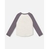 Deux par Deux Boy Raglan Sleeve Organic Cotton Jersey Tee Light Heather Gray - 3 of 4