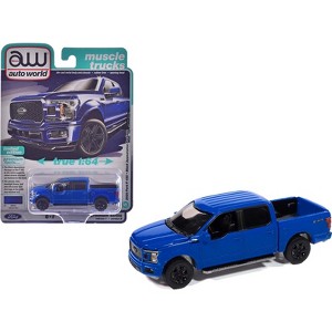 2020 Ford F-150 FX4 Black Appearance Package Pickup Truck Velocity Blue "Muscle Trucks" 1/64 Diecast Model Cars by Auto World - 1 of 4