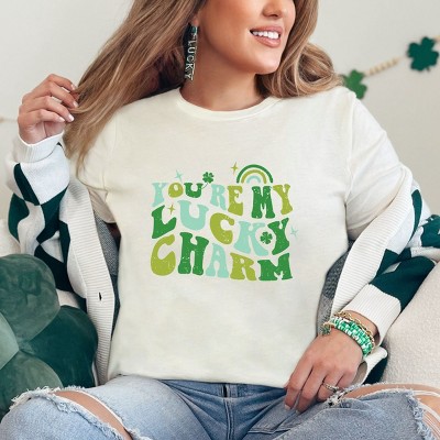 Simply Sage Market You're My Lucky Charm Short Sleeve Tee - XS - Cream