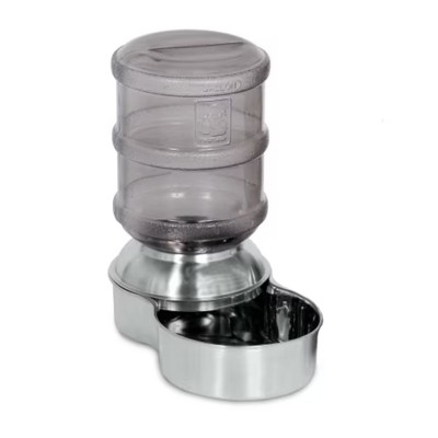Stainless Steel Gravity-Fed Pet Waterer with Clear Reservoir