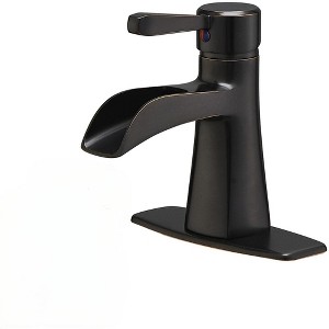 BWE Waterfall Single Hole Single-Handle Low-Arc Bathroom Sink Faucet With Pop-up Drain Assembly - 1 of 4