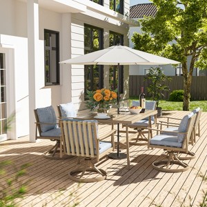 HAPPATIO Patio Outdoor Dining Set, Aluminum Patio Dining Set Includes 1 Outdoor Dining Table with Umbrella Hole and Dining Chairs for Lawn, Porch. - 1 of 4
