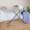 Household Essentials Ultra Ironing Board 4-Leg Cotton Cover Matte Black Frame Gray Cover: Collapsible Metal, 63" x 14.17" - 3 of 4
