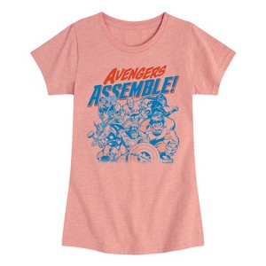 Girls' - Marvel - Avengers Assemble Group Fitted Short Sleeve Graphic T-Shirt - 1 of 4