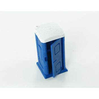 3D to Scale 1/50 3D Printed Blue and White plastic Porta-Potty with Opening Door 50-141-BL