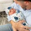 Sweet Jojo Designs Girl Baby Cocoon and Beanie Hat Swaddle Wrap Watercolor Floral Blue and Pink 2pc - 3 of 4