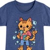 Girls' - Instant Message - Cat Blowing Bubbles Fitted Short Sleeve Graphic T-Shirt - 2 of 4