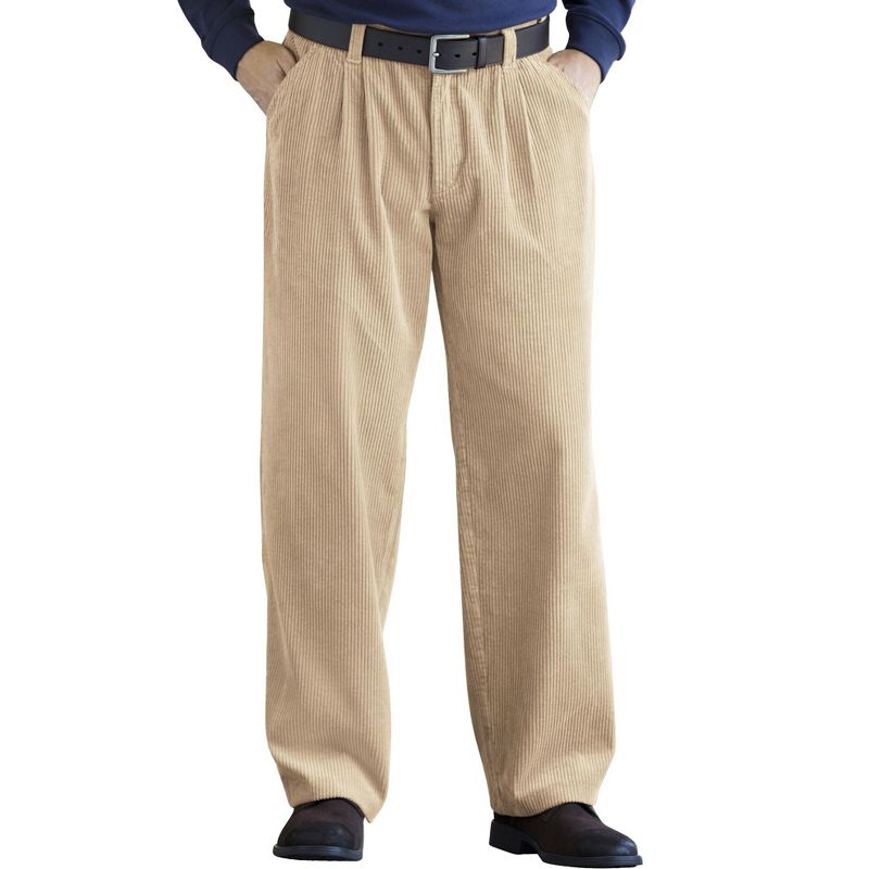KingSize Men's Big & Tall Expandable Waist Corduroy Pleat-Front Pants, 1 of 2