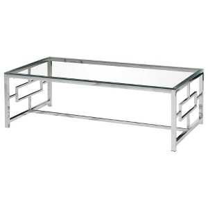Best Master Furniture,Stainless Steel and Glass Coffee Table in Silver Base/Clear - 1 of 2