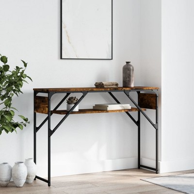vidaXL Console Table with Shelf Smoked Oak 41.3 in.x11.8 in.x29.5 in. Engineered Wood