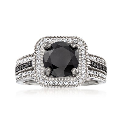 Ross-Simons 3.00 ct. t.w. Black and White Diamond Ring in Sterling Silver