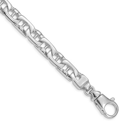 Black Bow Jewelry Mens 8.5mm 14K Gold Solid Fancy Anchor Chain Bracelet, 8.5 Inch