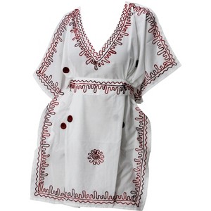 HAPPY BAY Women's Vacation Beachwear Mini Swim Suit Summer Bathing Suit Cover-up Short Swing Dress for Women 1X-2X White Solid - 1 of 4