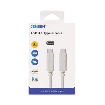 JENSEN USB-C 3.1 Type-C, 5 Gbps, 3 ft, White