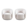 Set of 2 Swivel Accent Chairs, Boucle Barrel Chair with Solid Wood Frame,Single Upholstered Barrel Lounge Armchairfor Living Room-Koiai - 3 of 4