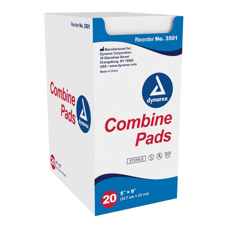 Dynarex Combine Pads, Sterile Bandage, 5 in x 9 in, 20 Count, 20 Packs, 20 Total, 2 of 5
