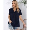 Women's V Neck Tops Summer Short Sleeve Solid Color T-shirts Casual Blouses - 2 of 4
