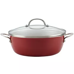 Ayesha Home Collection 7.5qt Porcelain Enamel Nonstick One Pot Meal Stockpot Red
