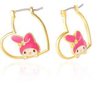 Sanrio Hello Kitty Brass My Melody Heart Hoop Earrings - 1 of 4