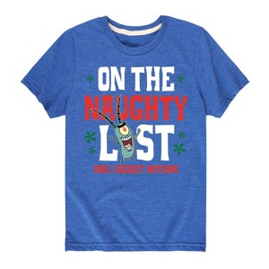 Boys' - SpongeBob SquarePants - Plankton Naughty List Short Sleeve Graphic T-Shirt - 1 of 4