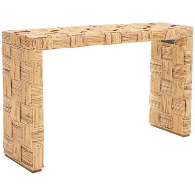 Honey Natural Rattan Console Table with Storage