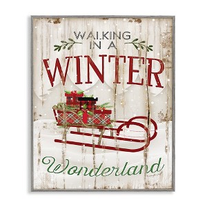 Stupell Industries Rustic Winter Wonderland Sleigh, 16" x 20" - 1 of 4