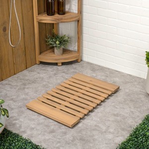 JONATHAN Y Paige Modern Classic Acacia Wood Slat Indoor/Outdoor Shower Mat - 1 of 4