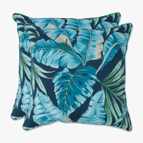 Set Of 2 Outdoor indoor Throw Pillows Tortola Midnight Blue