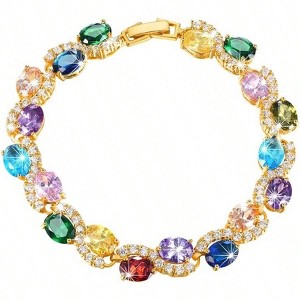 Diamond Cut Crystal Bracelet, Resizable 6 - 8 Inches, Wedding Mother's Day Gift for Women - 1 of 4