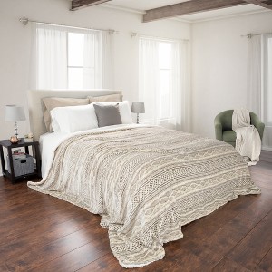 Flannel & Sherpa Blanket - (Full/Queen) - Gray/Beige