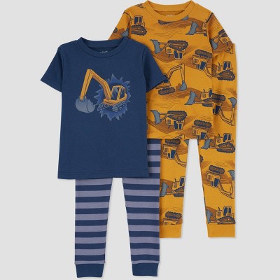 Image of Carter's Just One You® Toddler Boys' Bulldozers Short Sleeve Pajama Set - Navy Blue 12M