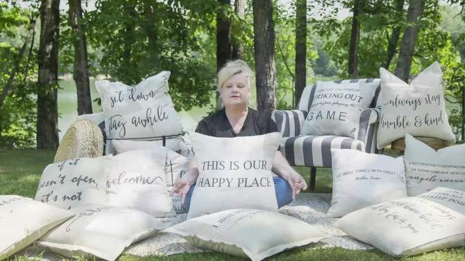 20&#34;x20&#34; Oversize &#39;Heaven in Our Home&#39; Quote Poly Filled Square Throw Pillow Neutral - Rizzy Home, 2 of 8, play video