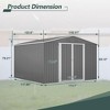 NicBex 10x10 FT Outdoor Storage Shed,Utility Metal Tool Storage with Lockable Doors for Backyard,Patio Lawn,Garden,Gray - 3 of 4
