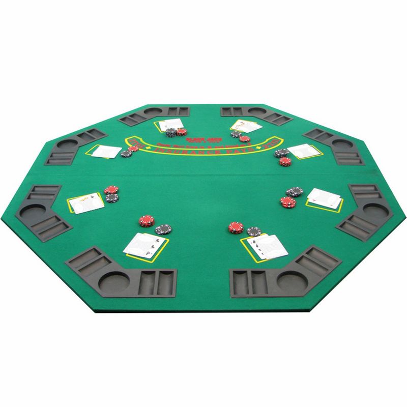 Trademark Poker 8-Player Folding Poker Table Top – 48" Wood Topper – Blackjack Table with Built-In Cupholders and Chip Trays, 3 of 5